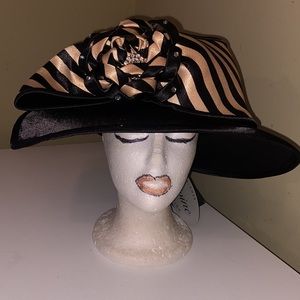 NWT Beautiful Black & Gold Church Dress Hat by Ms. Divine